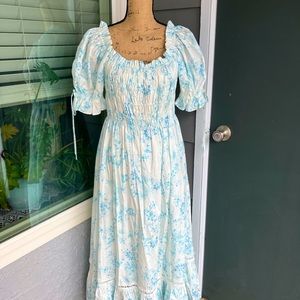 NWT 🤍 ANtoino Melani.  X Born on Fith loittie Rose print  A line MIDI Dress🖤